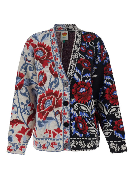  Farm Rio Mixed Valentina Floral Button Cardigan - Black 