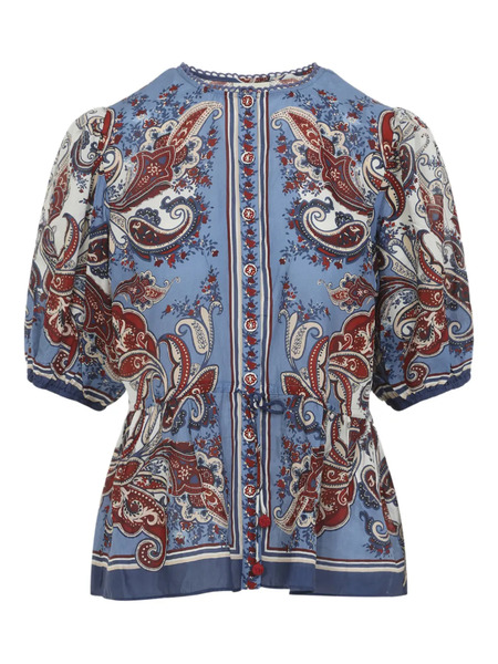  Farm Rio Paisley Scarf Blouse - Blue 