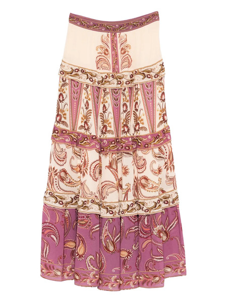  Farm Rio Paisley Tiered Maxi Skirt - Purple 