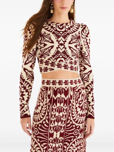  Farm Rio Patterned Long-sleeve Top - Neutrals 