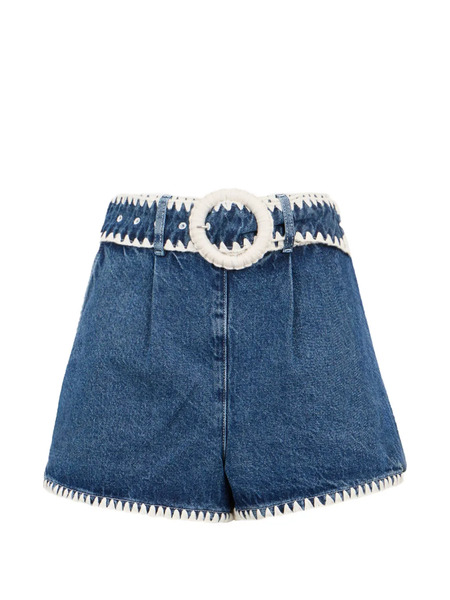  Farm Rio Pocket Crochet Shorts - Blue 