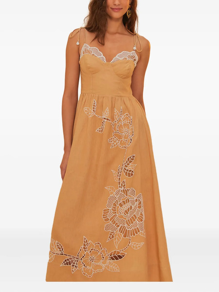 Farm Rio Sand Richelieu Embroidered Dress - L0029-beige/naturals 