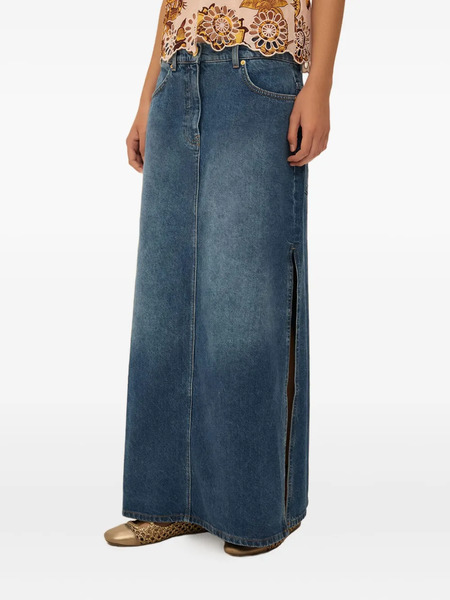  Farm Rio Side-slit Maxi Skirt - Blue 