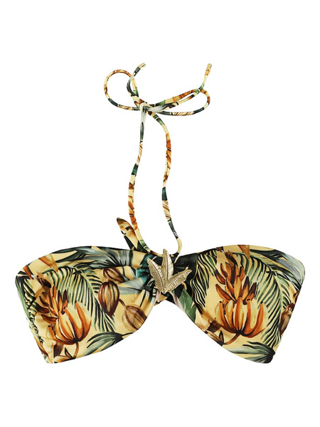  Farm Rio Tropical-print Halterneck Bikini Top - Yellow 