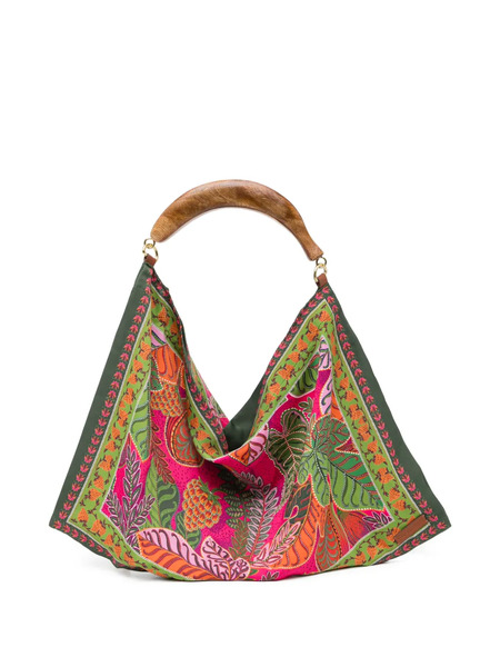  Farm Rio Wooden Handle Print Tote Bag - Green 