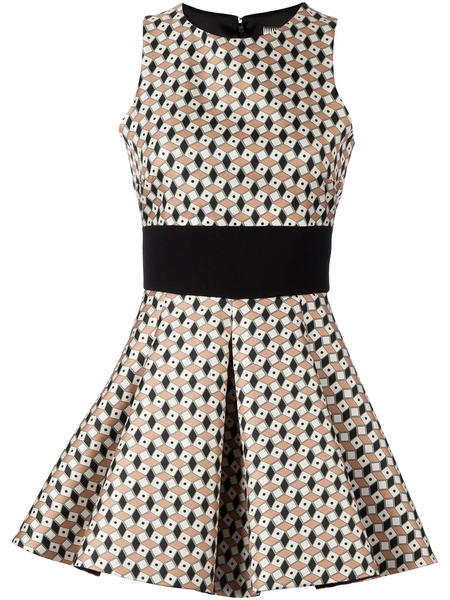  Fausto Puglisi Graphic Print Flared Dress - Black 