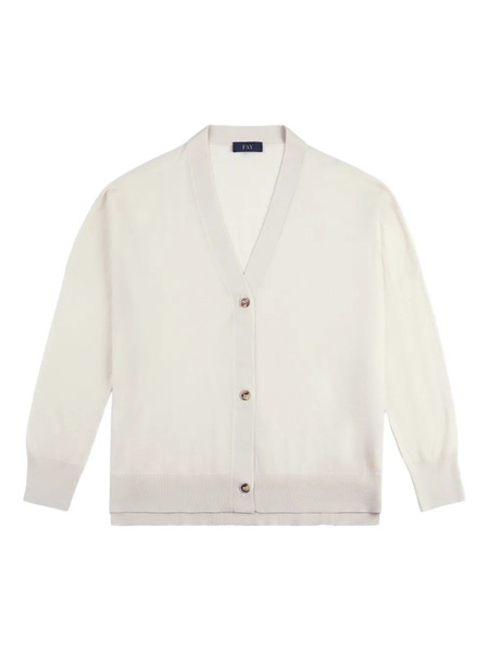  Fay Buttoned Long-sleeve Cardigan - Neutrals 