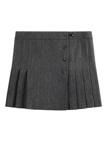  Fay Buttoned Pleated Mini Skirt - Grey 