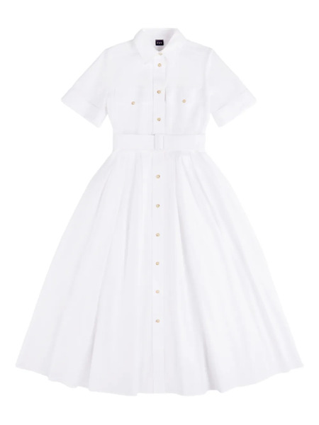  Fay Buttoned Shirt Midi Dress - White 