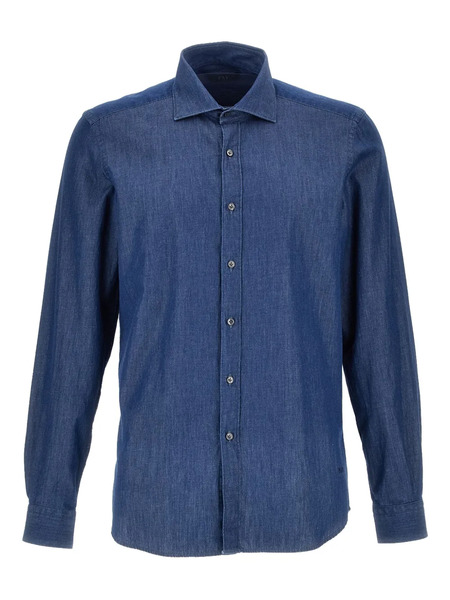  Fay Chambray Button-up Shirt - Blue 