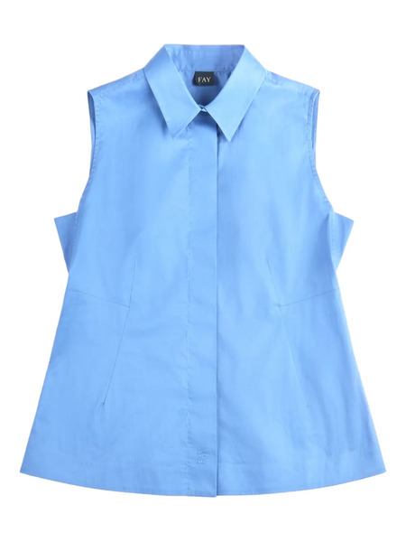  Fay Collared Sleeveless Shirt - Blue 