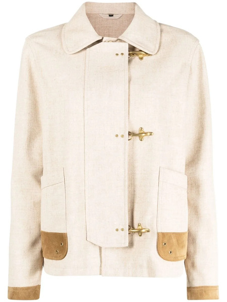  Fay Contrasting-trim Fitted Jacket - Neutrals 