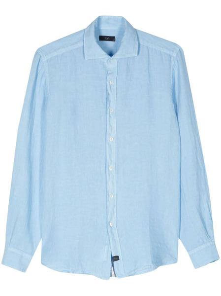  Fay Cutaway Collar Linen Shirt - Blue 