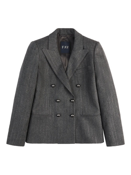  Fay Double-breasted Pinstripe Blazer - Grey 