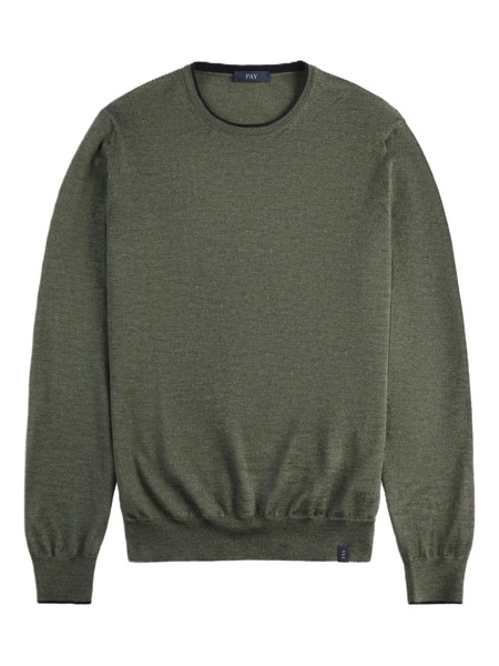  Fay Elbow-patch Crew-neck Sweater - Green 