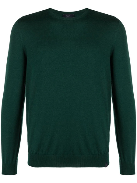  Fay Fine-knit Ribbed-trim Jumper - Green 