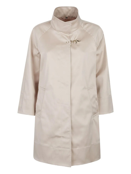  Fay High-neck Patch-pockets Oversized Coat - Neutrals 