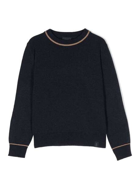  Fay Kids Contrasting Elbow-patch Knitted Jumper - Blue 