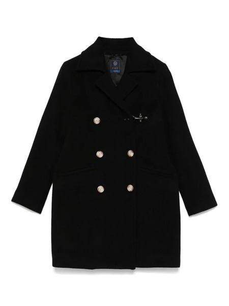  Fay Kids Double-breasted Coat - Black 