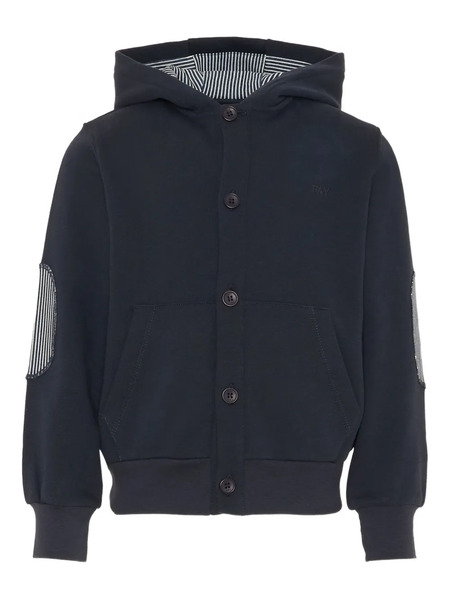  Fay Kids Elbow-patch Hoodie - Blue 