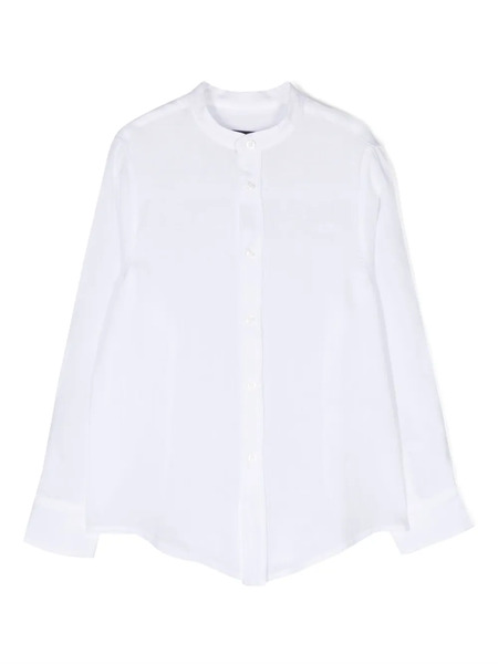  Fay Kids Embroidered-logo Band-collar Shirt - White 