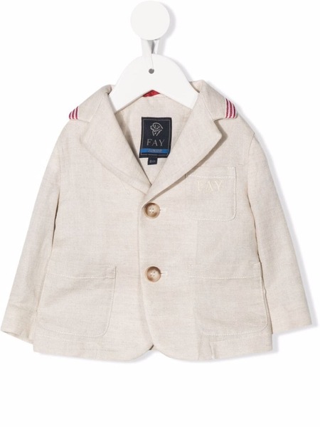  Fay Kids Embroidered-logo Single-breasted Blazer - Neutrals 