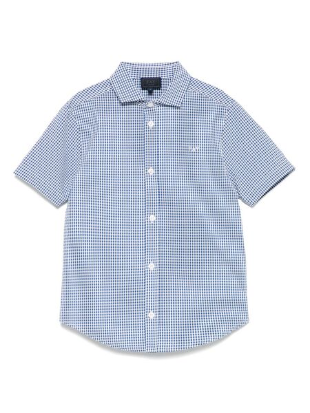  Fay Kids Gingham-pattern Shirt - Blue 