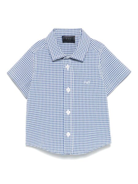  Fay Kids Gingham-pattern Shirt - White 