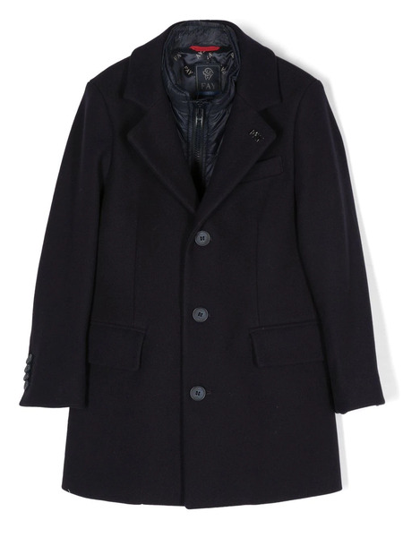 Fay Kids Layered Single-breasted Coat - Blue 