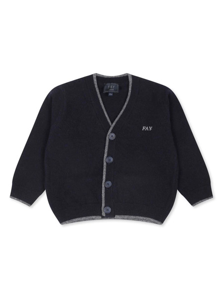  Fay Kids Logo-embroidered Cardigan - Blue 