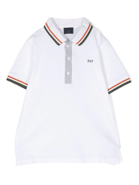  Fay Kids Logo-embroidered Polo Shirt - White 