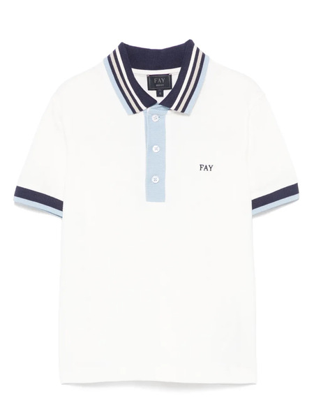  Fay Kids Logo-embroidered Polo Shirt - White 