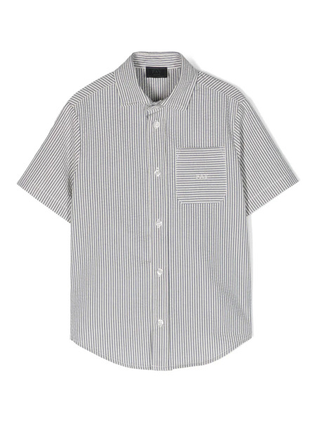  Fay Kids Logo-embroidered Striped Shirt - Blue 