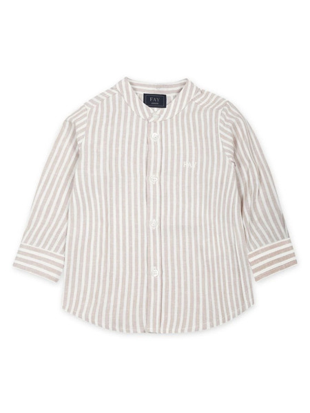  Fay Kids Logo-embroidered Striped Shirt - Neutrals 