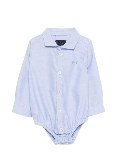  Fay Kids Logo-embroidery Shirt - Blue 