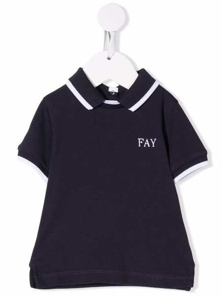  Fay Kids Logo-print Short-sleeved Polo Shirt - Blue 
