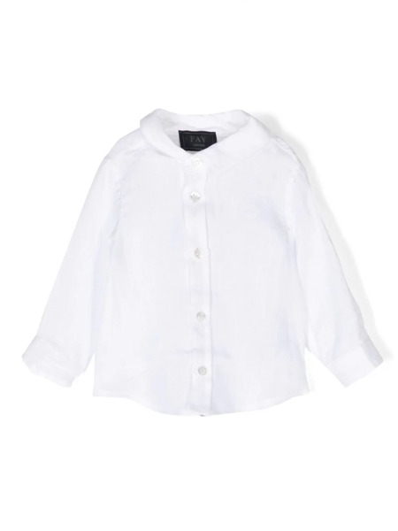  Fay Kids Long-sleeve Linen Shirt - White 