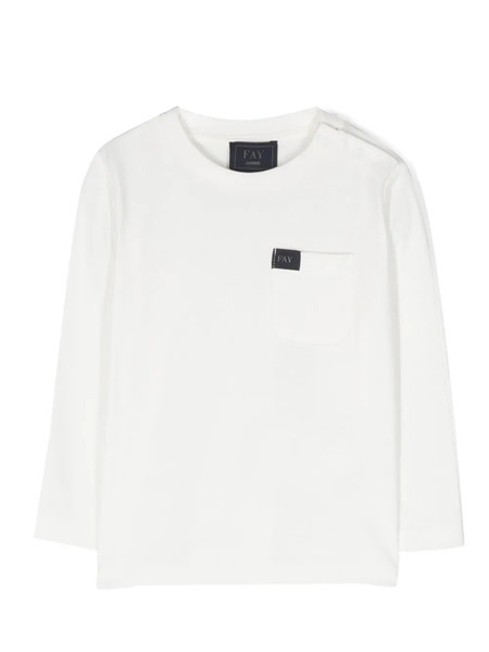  Fay Kids Long-sleeved Cotton T-shirt - White 