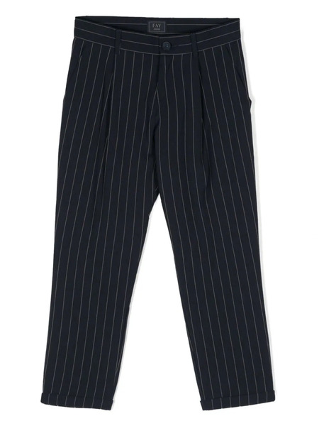  Fay Kids Pinstriped Tapered Trousers - Blue 