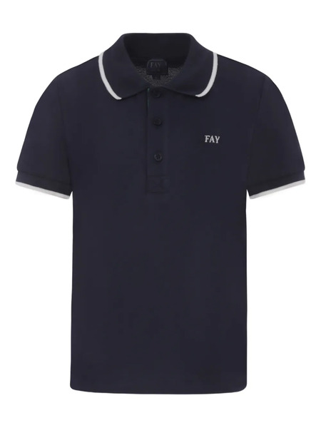  Fay Kids Short-sleeved Logo Polo Shirt - Blue 