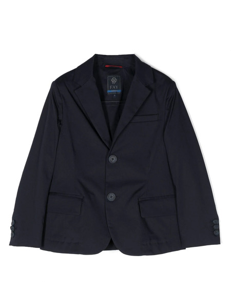  Fay Kids Single-breasted Cotton Blazer - Blue 