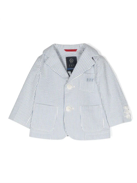  Fay Kids Stripe-print Single-breasted Blazer - Blue 