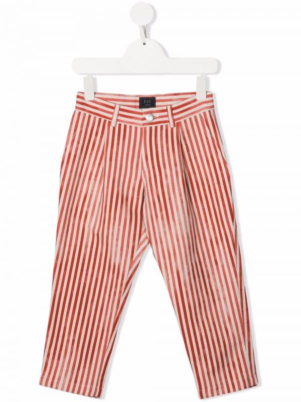  Fay Kids Stripe-print Straight-leg Trousers - Red 