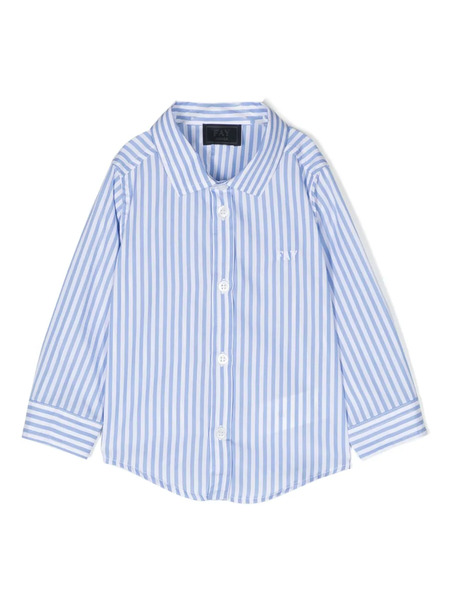  Fay Kids Striped Cotton Shirt - White 