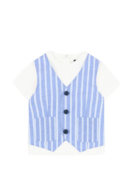  Fay Kids Striped Pocket T-shirt - White 
