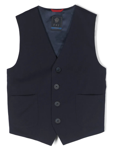  Fay Kids V-neck Button-up Waistcoat - Blue 
