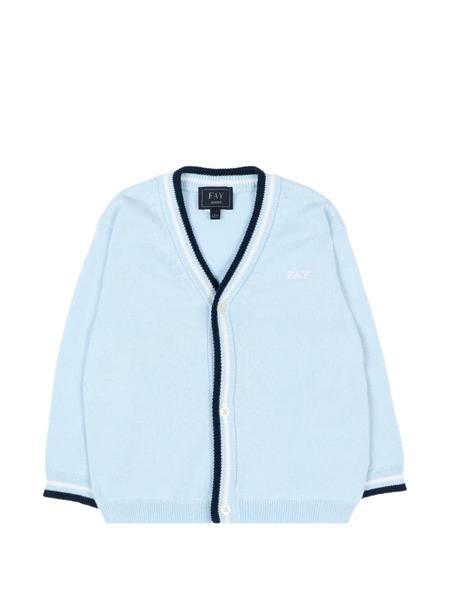  Fay Kids V-neck Cardigan - Blue 