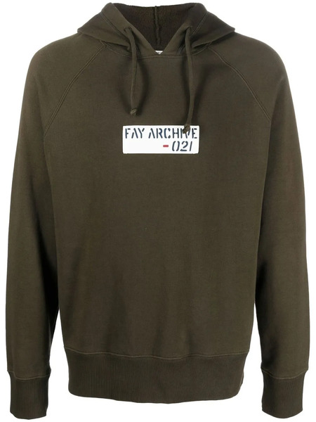  Fay Logo-print Drawstring Hoodie - Green 