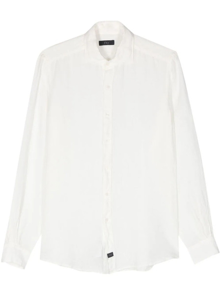  Fay Long-sleeves Linen Shirt - White 