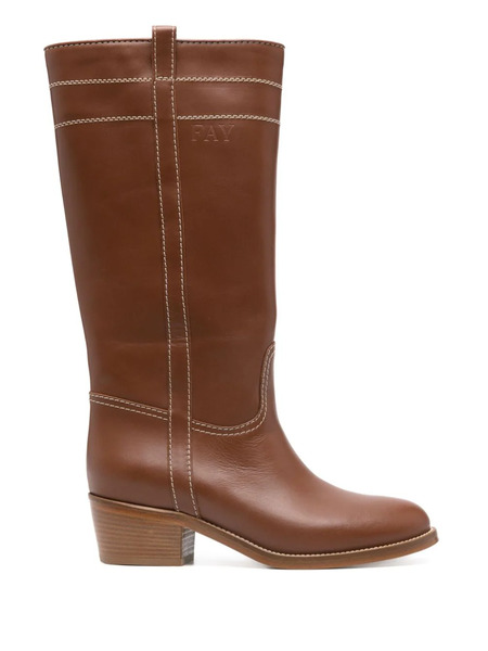  Fay 70mm Leather Boots - Brown 